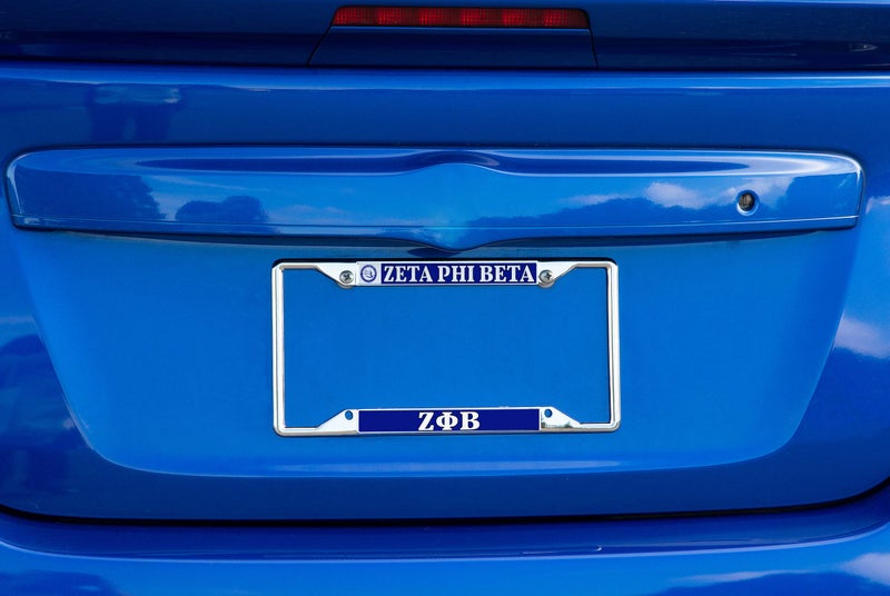 Desert Cactus Zeta Phi Beta Car Accessories Zetas ZPHIB Sorority Metal License Plate Frame and Tag Holder for Front or Rear of Car (Crest LP Frame) - Image 2